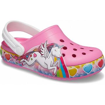 Zuecos Crocs Fun Lab Unicorn Lights Niña Rosas | Mexico 1595OKIR